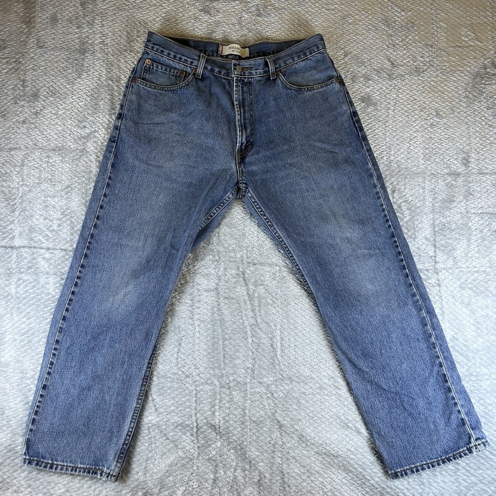 Levis 505 Jeans Mens 36x29 Regular Fit Blue Denim Straight Leg Egypt Made